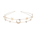 Goldener zweilagiger Stirnband mit Stern- und Mondmotiven sowie glänzenden Kristallen - Gold (C6337)