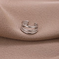 Minimalistische silberne U-förmige dreilagige Ohrmanschette mit hochglanzpoliertem Finish - Silber (D9216)