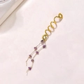 Anneau de cheveux spirale doré avec pierres de cristal violettes et chaînes bohèmes - Style Coeur Long (E9132)