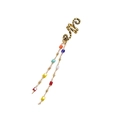 Détail de manchette d'oreille serpent dorée avec longs glands de perles multicolores - Gland Court de Perles Colorées (E9233)