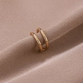 Minimalistische doppellagige Ohrklemme aus Gold mit glatt polierter Oberfläche - Gold (D9218)