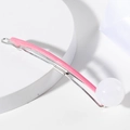 Pink barrette hair clip with white spherical bead ornament on a white pedestal - Jelly White #2
