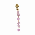 Detail view of golden spiral alloy hair charms featuring smooth purple beads and stone - Dark Purple Short Style (E9212)