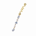 Close-up of golden spiral hair clip with blue and white natural stones for braids - Sky Blue Long Style (E9213)