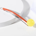 Sleek silver hair clip with bright orange stripe and a yellow bead ornament - Jelly Yellow #3