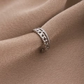 Eleganter silberner U-förmiger Ohrclip mit doppellagiger Panzerketten-Struktur für Damen - Silber (D9320)