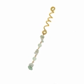 Detail of gold hammer-textured amo letter pendant with light green gemstone beads - Light Green Long Style (E9217)