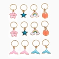 12pcs set of colorful enamel dreadlock hair ring pendants with stars, shells, and fish tails - 12Pcs Multicolor Set