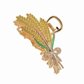 Dettaglio della pinza per capelli a forma di spiga con strass gialli e smalto verde - Spiga con Strass Gialli