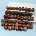 Ethnic style carved large hole wooden beads for DIY hair accessories and jewelry making - Mixed Printed Style - Dark Series