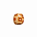 Macro shot of a vintage style wooden bead with geometric patterns for DIY hair braiding - Off-White Rhombus Style (10#)