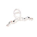 Pinza de pelo ondulada en metal plateado mate con diamantes de colores y estrellas - Pinza Estrella Strass Multicolor Ola Plateada (1#)