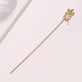 Elegante spillone per capelli a fiore dorato con perla bianca per acconciature classiche - Stile Ciondolo Perla / Fiore Dorato