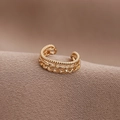 Minimalistische goldene U-förmige Ohrmanschette mit Kordel- und Panzerkettendesign - Gold (D9320)