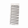 Set mit 12 schwarzen U-förmigen gewellten Haarnadeln für Damen auf weißer Karte - Wellenform Stil Set