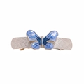 Pinza para el pelo vintage de metal plateado con mariposa de esmalte azul degradado y muelle - Plateado