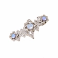 Fermaglio per capelli barocco argento con pietra di luna e tre pietre blu lucide - Stile Argentato (E4525)