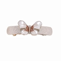 Pasador de mariposa de metal plateado con esmalte en blanco y café de estilo retro - Plata 1#