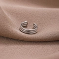 Minimalistische dreilagige Earcuff-Ohrklemme in Silber mit eleganter U-Form - Silber (A8104)