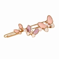 Elegante pinza para el pelo de mariposa con degradado rosa, perlas y base dorada - Mariposa Rosa