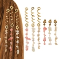 Fermagli a spirale dorati con pendenti in pietra naturale per dreadlocks e treccine - Set (6 Pezzi)