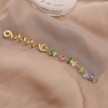 Accessoire de cheveux spirale dorée avec charmes en pierres naturelles colorées - Style Long Multicolore (E9404)