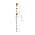 Accessorio per capelli da 15,2 cm con spirale dorata, cuori iridescenti e perle bianche - Stile Bianco Lungo (E9422) / 15,2 cm