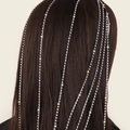 Serre-tête multicouche à franges argentées avec strass violets et ambrés sur cheveux - Une Couche Argent Sans Pierres