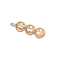 Minimalist gold alloy hair clip featuring a triple smiley face design and metal finish - Smiley Style / Gold