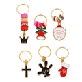 Detail of 6pcs Christmas dreadlock ring charms with Santa, bells, and crown pendants - 6 Pieces Set 1#