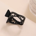 Elegante molletta per capelli nera con strass grigio scuro e motivo a cuore - Nero
