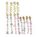 Golden alloy spiral dreadlock rings with colorful natural stone tassel pendants - Multi-color Set