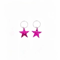 Detailed macro view of pink sequin star pendants on silver metallic hair ring accessories - Rose Red Pair