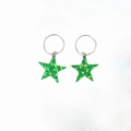 Detail of green star sequin hair rings for Y2K braids with glossy metallic finish - Green Pair