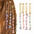 Bohemian spiral dreadlock charms with colorful natural stone pendants for braided hair - Four-Color Combo Pack