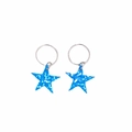Detail of blue glitter star hair ring charm with silver metallic loop accessory - Royal Blue Pair