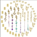 Detail-Set aus goldenen Flechtringen mit Natursteinanhängern und Charms für die Haare - Gold (Stil 1)