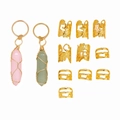 12pcs Bohemian hair rings set with pink and green wire-wrapped crystal pendants - 12-Piece Set
