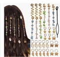 Detail of golden spiral hair clips and natural stone pendants for braided hairstyles - Gold (Style 11)