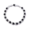Hip hop tennis bracelet featuring black zircons and white micro-pave leaf links - All Black (18+3CM)