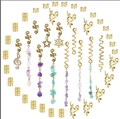 Bohemian gold hair accessory set featuring assorted natural stone charms and metal rings - Gold (Style 1)