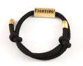 Verstellbares schwarzes Webarmband mit goldener Metalleiste und Fighting-Gravur - FIGHTING! Gravierter Stil / Gold