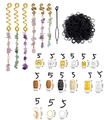 50pcs dreadlock hair jewelry set with natural stone alloy pendants and gold hair rings - Style 4