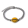 Unisex silver chain bracelet with a yellow smiley face pendant and NN engraving - D2010 Bracelet