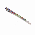 Fermaglio argento con doppia fila di strass multicolore per un look capelli alla moda - Argento Colorato (C5524)