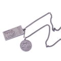 Vintage-Halskette aus Titanstahl mit doppelten geometrischen Anhängern und Gravur-Details - Langes Tag Anhänger Set