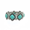 Bohemian elastic bracelet with turquoise stones in vintage silver alloy frames - Square Turquoise Elastic Bracelet