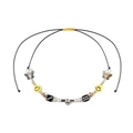 Hip hop kralenketting met zilveren schedel, geel lachebekje en kleurrijke vlinder - Geel Smiley Gezicht Dobbelsteen Halsketting (D5016)