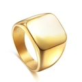 Anello a sigillo quadrato dorato da uomo in acciaio inossidabile con superficie piatta - Taglia 7 / Liscio (C6001) / Oro