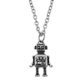 Hip hop style vintage robot pendant necklace in distressed silver titanium steel - Antique Silver